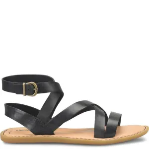NEW  BORN Leather Libra Flat Gladiator Comfort Sandals Black for women 462mn
