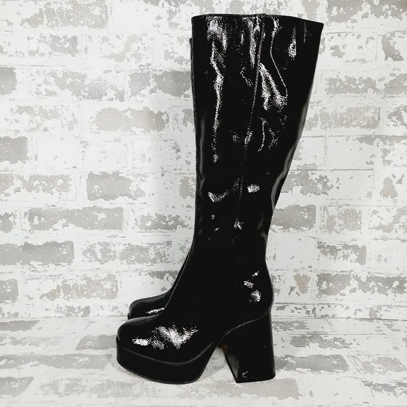New Circus By Sam Edelman Sandy Patent Leather Platform Heeled High Boot K999