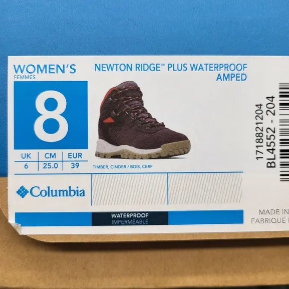 New Columbia Newton Ridge Plus Women's Waterproof Hiking Boots Size 8