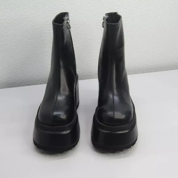 NEW CURRENT MOOD Women's Boots Black Mid Calf Leather 3.75&quot; Heel CM23-141 Size 9