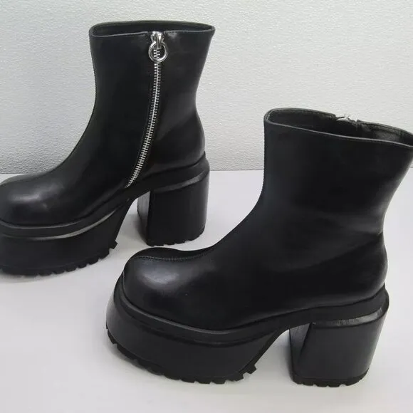 NEW CURRENT MOOD Women's Boots Black Mid Calf Leather 3.75&quot; Heel CM23-141 Size 9