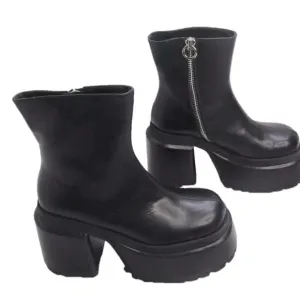 NEW CURRENT MOOD Women's Boots Black Mid Calf Leather 3.75&quot; Heel CM23-141 Size 9