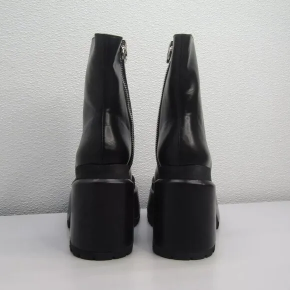 NEW CURRENT MOOD Women's Boots Black Mid Calf Leather 3.75&quot; Heel CM23-141 Size 9