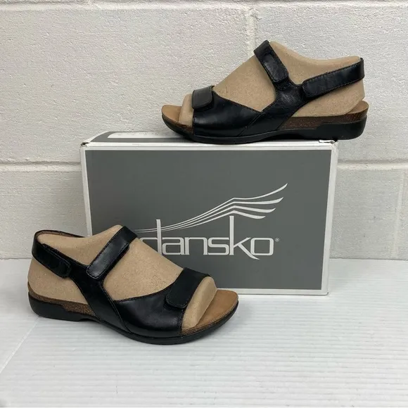 NEW Dansko Ronda Waxy Burnished Sandals Women's EU36/US 5.5-6 Black