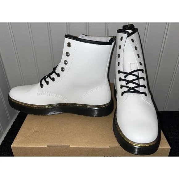 NEW Doc Martens Zavala Leather Combat Boots Women’s Size 7 White Air Cushioned