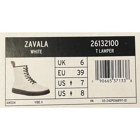 NEW Doc Martens Zavala Leather Combat Boots Women’s Size 7 White Air Cushioned
