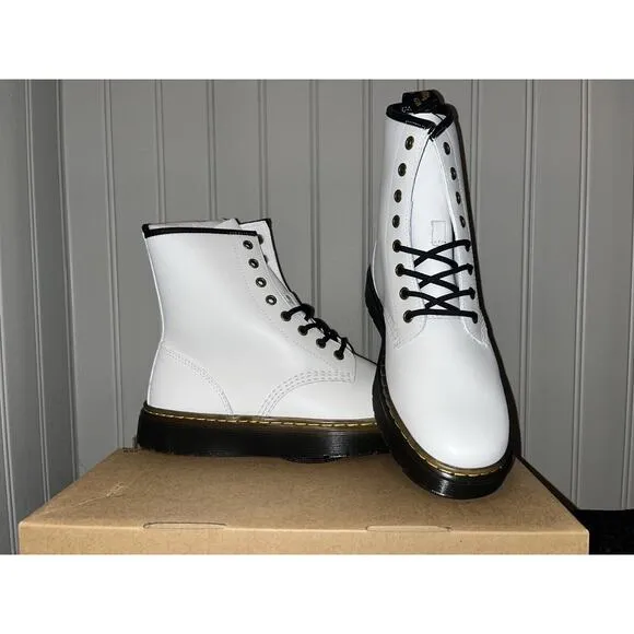 NEW Doc Martens Zavala Leather Combat Boots Women’s Size 7 White Air Cushioned