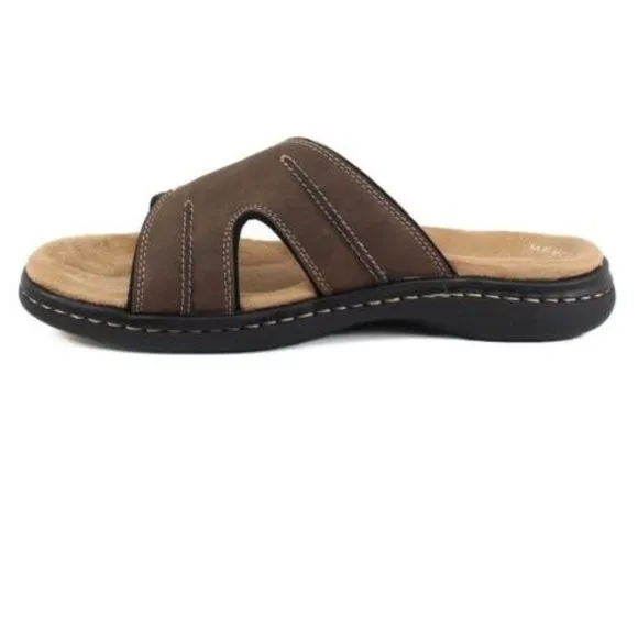 New Dockers Sunland Mens Slide In Sandals Dark Brown Comfort Memory Foam Size 13