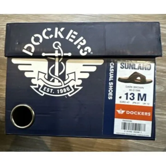 New Dockers Sunland Mens Slide In Sandals Dark Brown Comfort Memory Foam Size 13