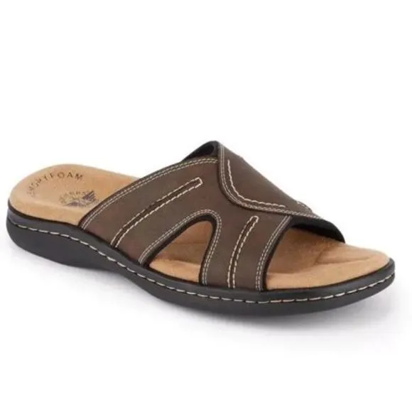 New Dockers Sunland Mens Slide In Sandals Dark Brown Comfort Memory Foam Size 13