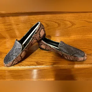 New Donald Pliner Leather Python Print Loafers, Size 9.5