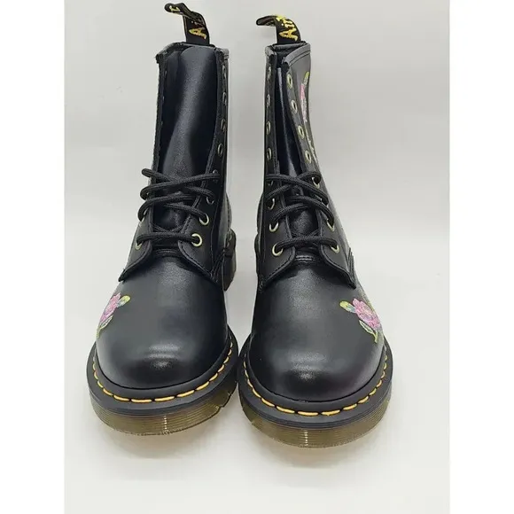 NEW Dr. Martens 1460 Vonda Women's Size 7 Pink Rose Embroidered Leather Boots