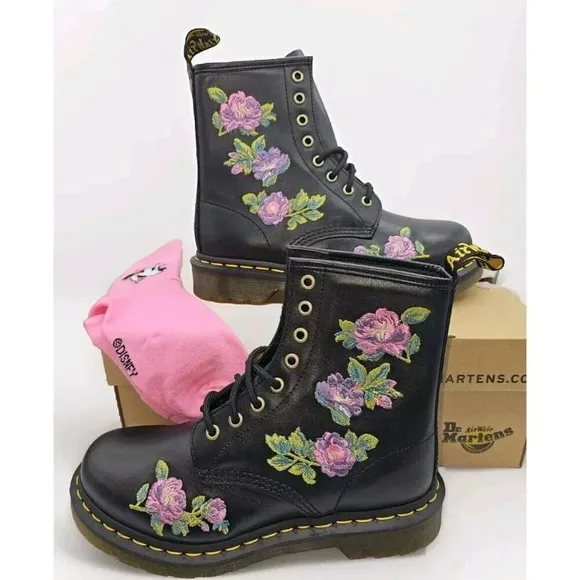 NEW Dr. Martens 1460 Vonda Women's Size 7 Pink Rose Embroidered Leather Boots