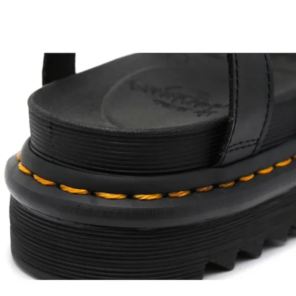 New Dr. Martens Blaire Hydro Leather Platform Sandal in Black RUN LARGE