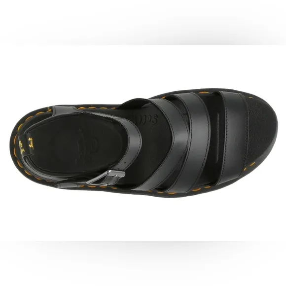 New Dr. Martens Blaire Hydro Leather Platform Sandal in Black RUN LARGE