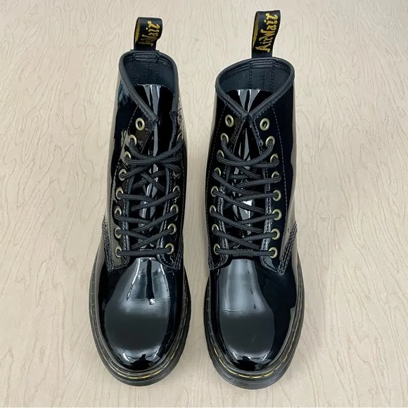 New Dr Martens Boots Girls 6 US 37 EU Zavala Combat Black Patent Leather Juniors