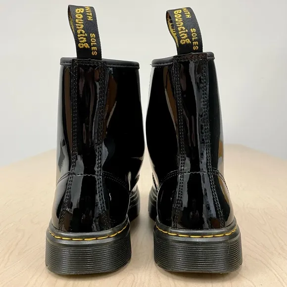 New Dr Martens Boots Girls 6 US 37 EU Zavala Combat Black Patent Leather Juniors