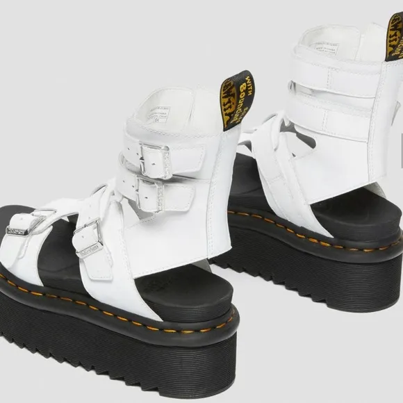 New Dr. Martens Giavanna Platform Gladiator White Leather 7US