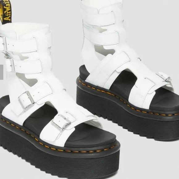 New Dr. Martens Giavanna Platform Gladiator White Leather 7US