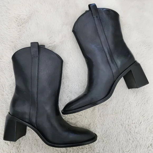 NEW Everlane The Outlaw Elegant Black Leather Ankle Boots