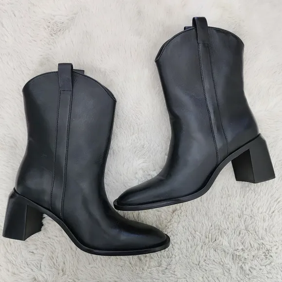 NEW Everlane The Outlaw Elegant Black Leather Ankle Boots