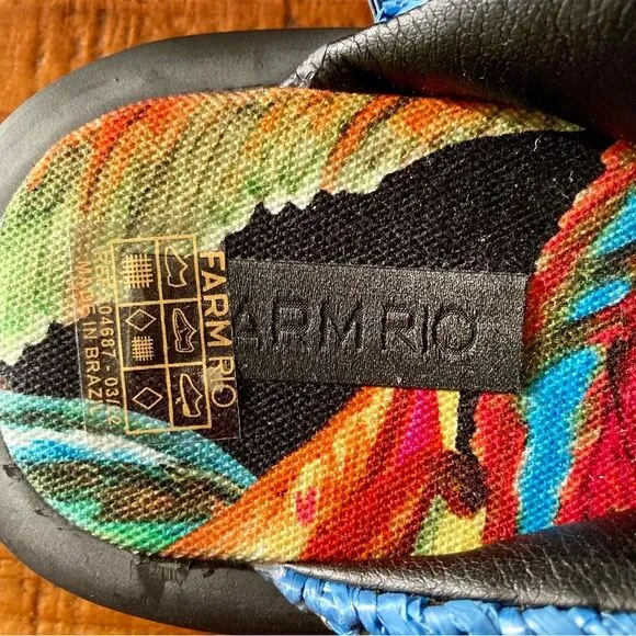 NEW FARM Rio Black Banana Puffy Fluffy Crochet Flip Flops Sandals Rainbow Size 9