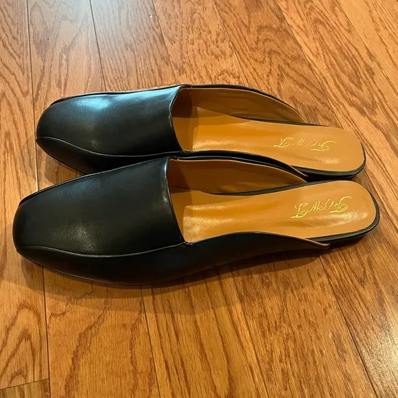 NEW FOWT Women's Casual Black Square Toe Flats Mule Loafers Size 17