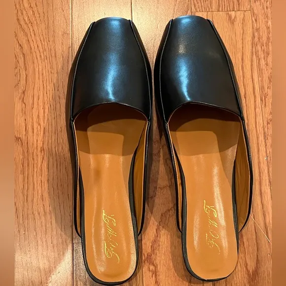 NEW FOWT Women's Casual Black Square Toe Flats Mule Loafers Size 17