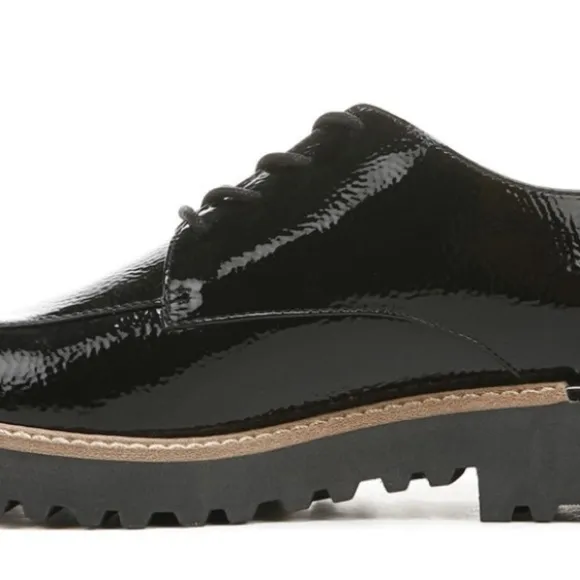 NEW Franco Sarto black Patent Vegan Leather Lace Up Loafers size 7