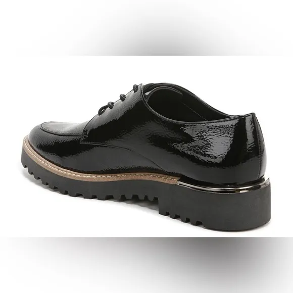 NEW Franco Sarto black Patent Vegan Leather Lace Up Loafers size 7