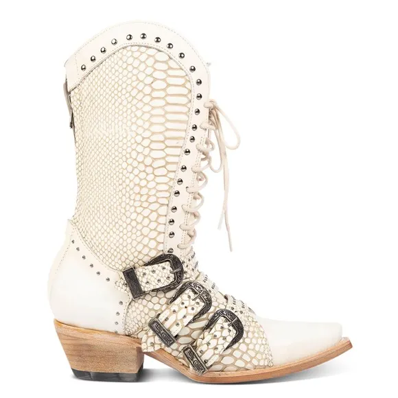 New FreeBird WINNIE boots white snake size 8 new in the box size 8