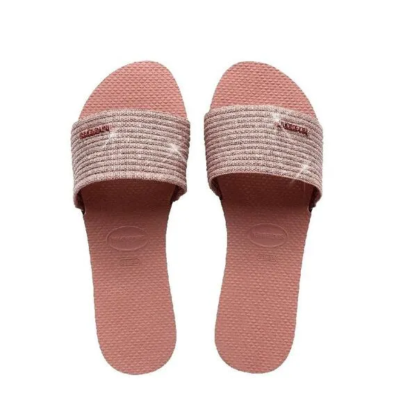 NEW Havaianas Flipflops Sandals Malta Casual Beach Vacation Summer Sparkly Pink