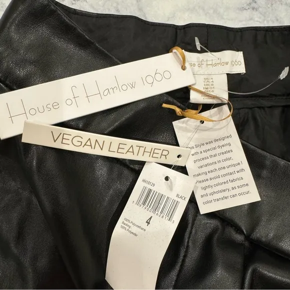 NEW HOUSE OF HARLOW Nicole Richie Faux Vegan Black Leather Shorts Bottoms