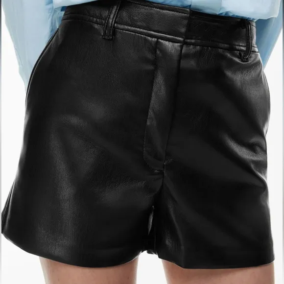 NEW HOUSE OF HARLOW Nicole Richie Faux Vegan Black Leather Shorts Bottoms