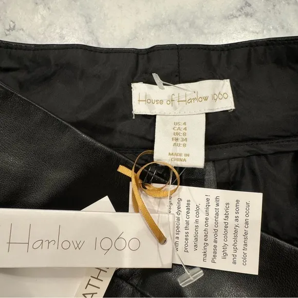 NEW HOUSE OF HARLOW Nicole Richie Faux Vegan Black Leather Shorts Bottoms