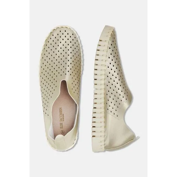 NEW ILSE JACOBSEN women's metallic tulip slip-on in platin