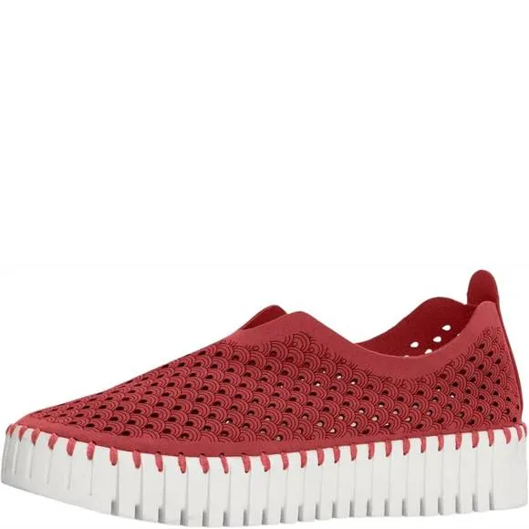 NEW ILSE JACOBSEN women's platform tulip slip-on in deep red
