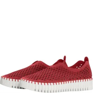 NEW ILSE JACOBSEN women's platform tulip slip-on in deep red