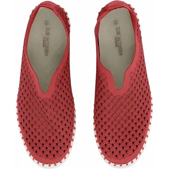 NEW ILSE JACOBSEN women's platform tulip slip-on in deep red