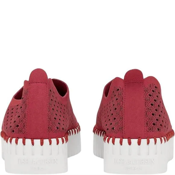 NEW ILSE JACOBSEN women's platform tulip slip-on in deep red