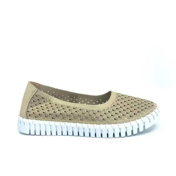 NEW ILSE JACOBSEN women's tulipu 0026 ballet slipper in platin