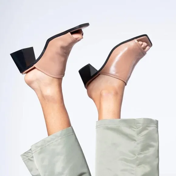 NEW INTENTIONALLY BLANK Made In Spain Leather Adelaide Heeled Sandals bark 253
