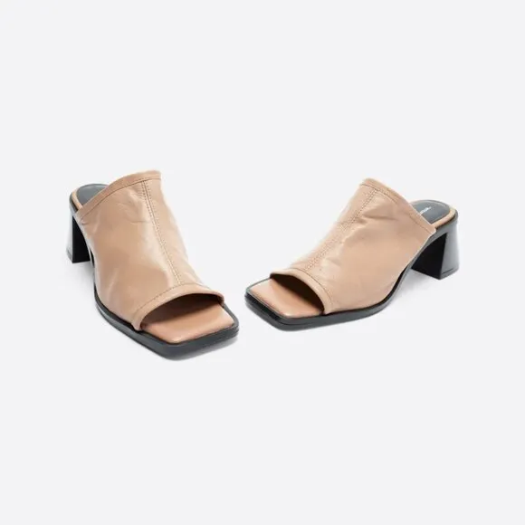 NEW INTENTIONALLY BLANK Made In Spain Leather Adelaide Heeled Sandals bark 253