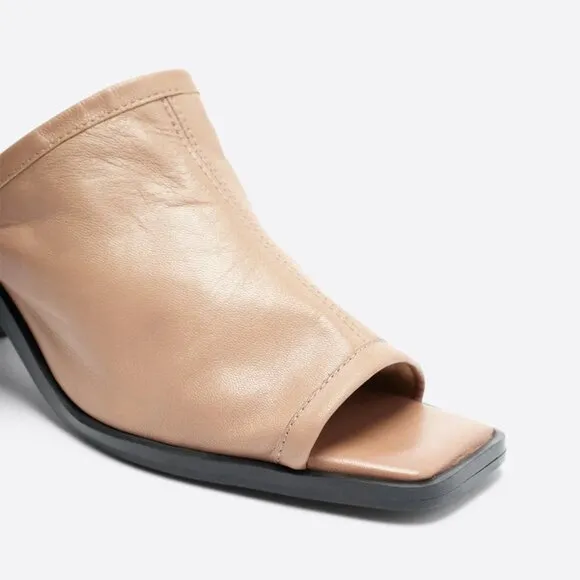 NEW INTENTIONALLY BLANK Made In Spain Leather Adelaide Heeled Sandals bark 253