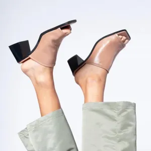 NEW INTENTIONALLY BLANK Made In Spain Leather Adelaide Heeled Sandals bark 253