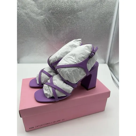 New Intentionally Blank Naples Leather Strappy Heeled Sandals Violet EU 38/7.5-8
