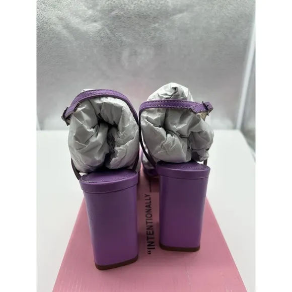 New Intentionally Blank Naples Leather Strappy Heeled Sandals Violet EU 38/7.5-8