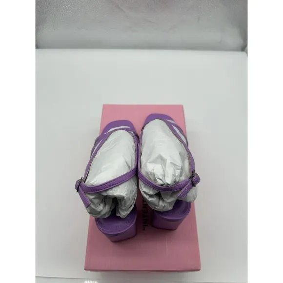 New Intentionally Blank Naples Leather Strappy Heeled Sandals Violet EU 38/7.5-8