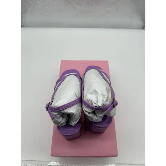 New Intentionally Blank Naples Leather Strappy Heeled Sandals Violet EU 38/7.5-8