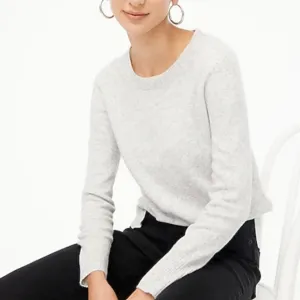 NEW J. Crew Factory Crewneck Sweater in Extra Soft Yarn Heather Platinum Spring